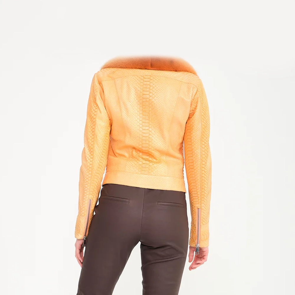 orange python ladies jacket back