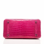 Pink glossy crocodile lv hanbag birkin design