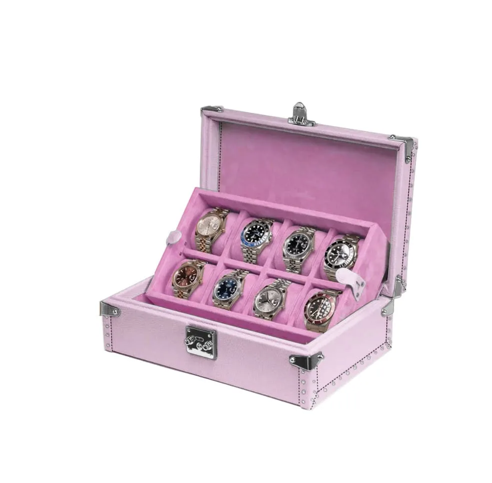 pink leather watch box