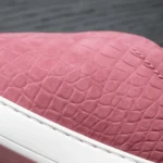 Pink nubuck crocodile sneakers triple stitch