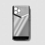 Funda de iPhone 14 Pro Max de metal plateado platino