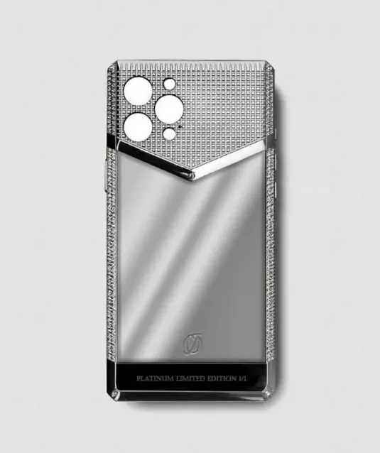 platinum silver metal iphone case 14 pro max with swarovki