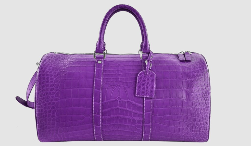 pruple crocodile duffle bag lv design