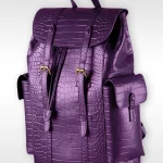 purple crocodile christopher backpack leather front