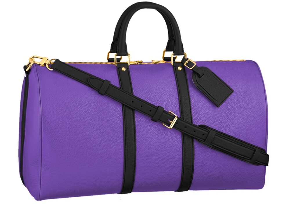 purple leather duffle weekender bag lv design