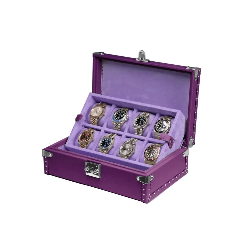 purple leather watch box