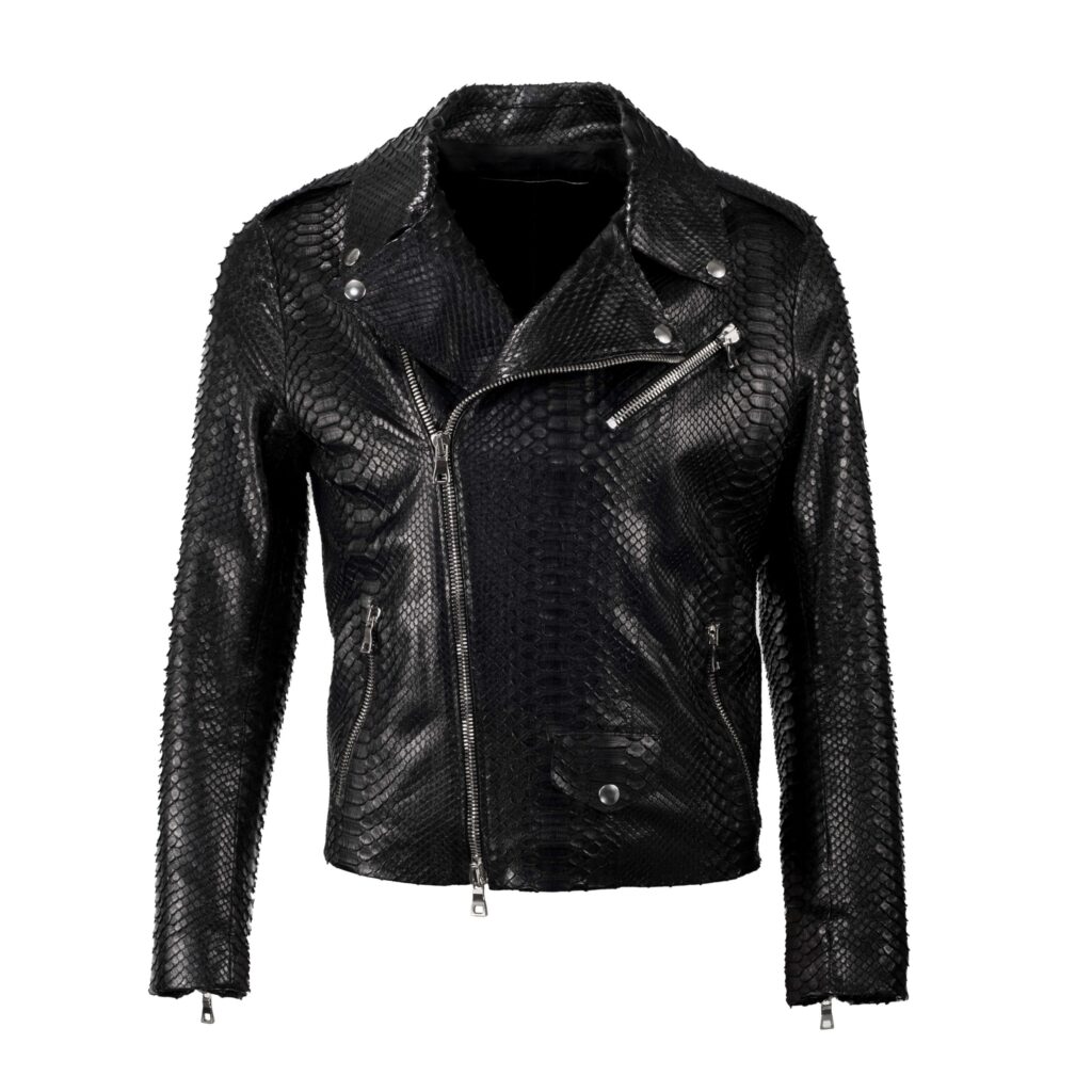 python leather jacket biker design