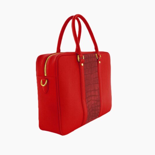 red leather briefcase with crocodile