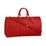 red leather duffle bag weekender