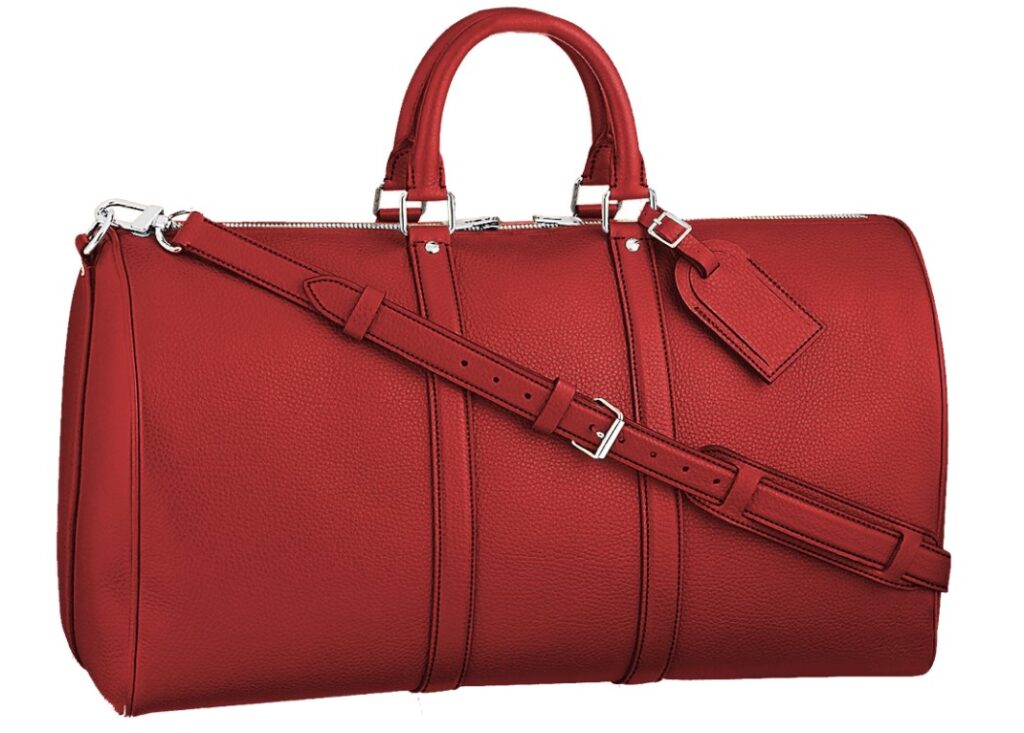 red leather duffle weekender bag lv design
