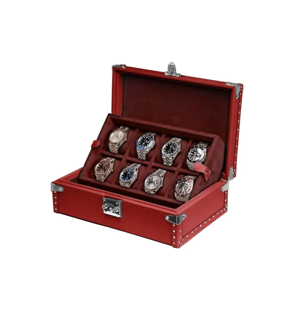 red leather watch box