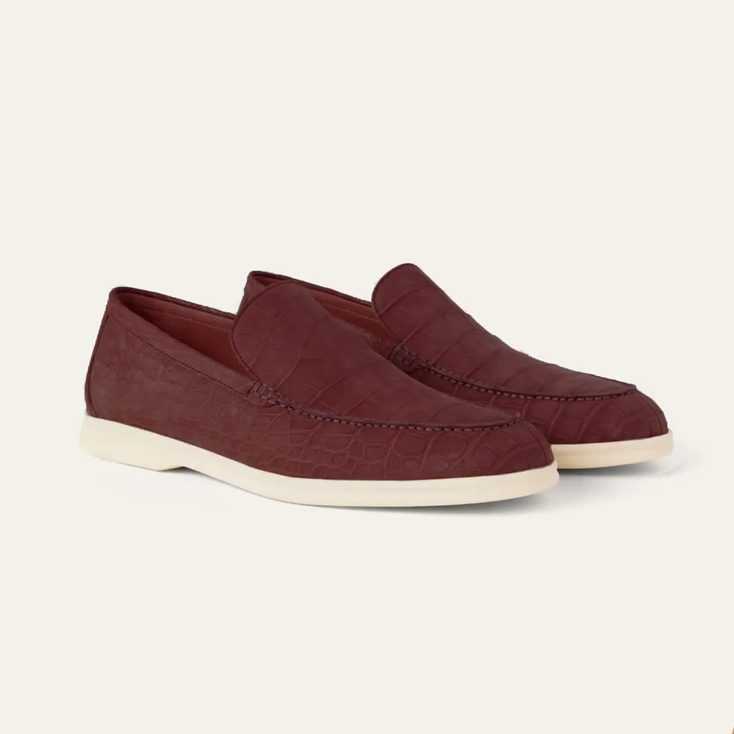 red nubuck crocodile summer walk