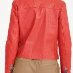 red ostrich leather ladies jacket back