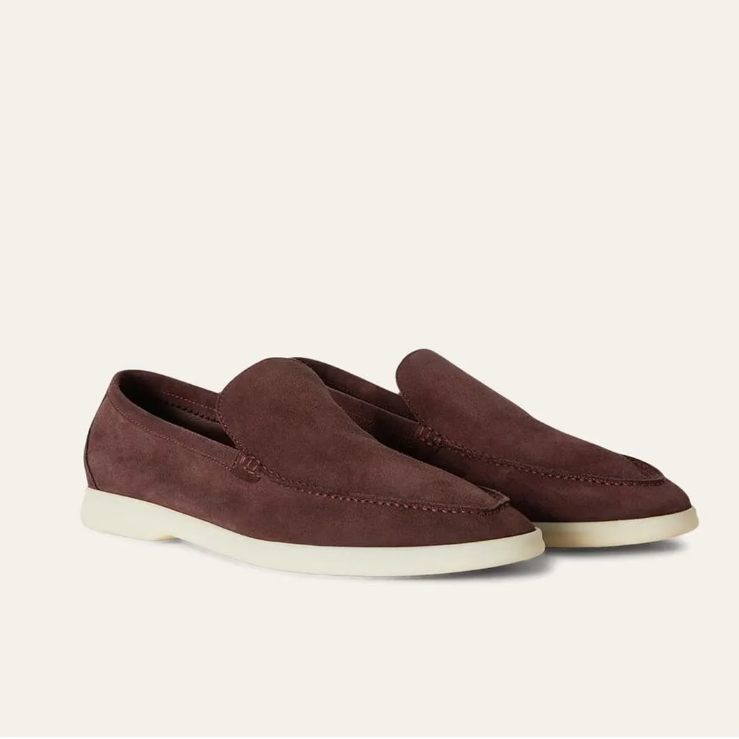 red suede summer walk loafers