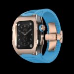 richard mille rose gold apple watch case blue strap