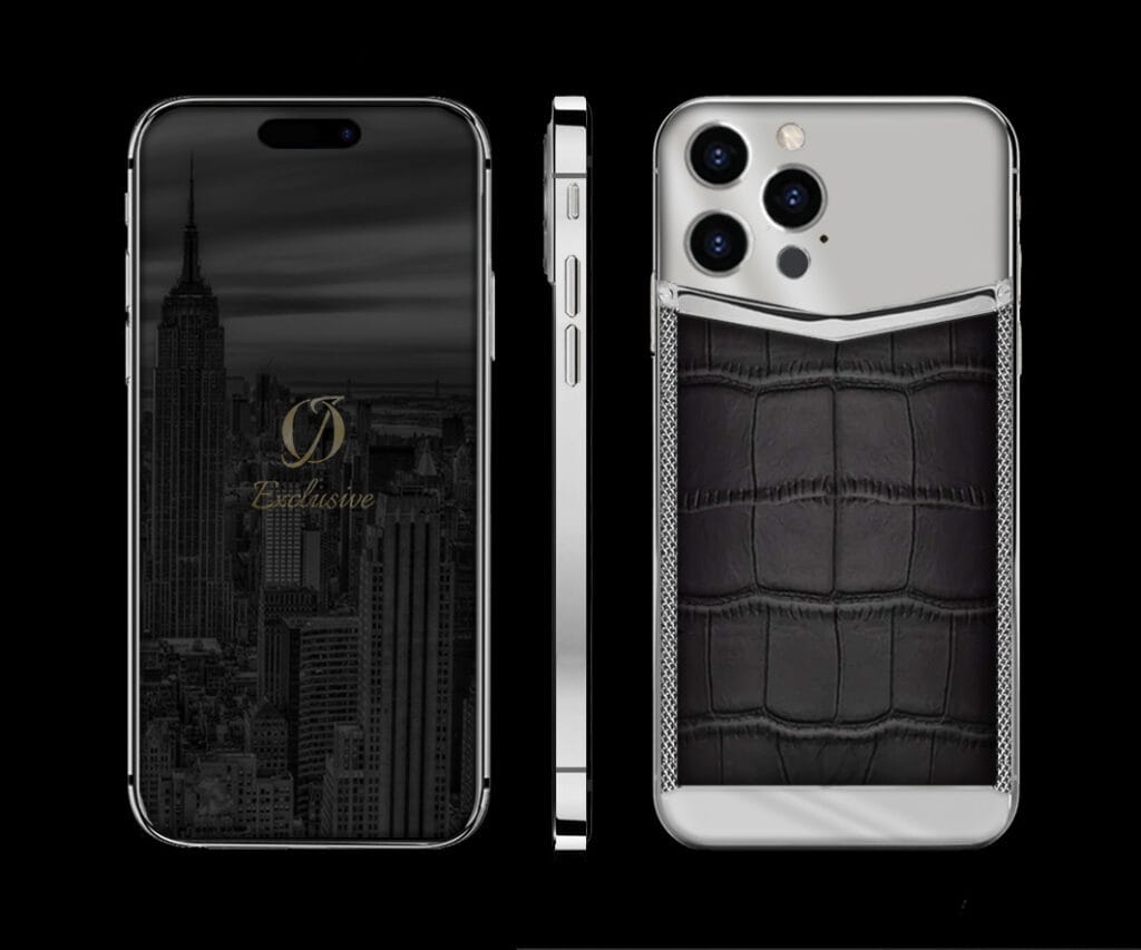 silver iphone 14 pro max black crocodile