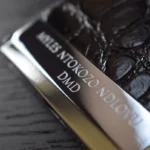 جراب فضي لهاتف آيفون 14 برو ماكس، بنقشة جلد التمساح الأسود اللامع