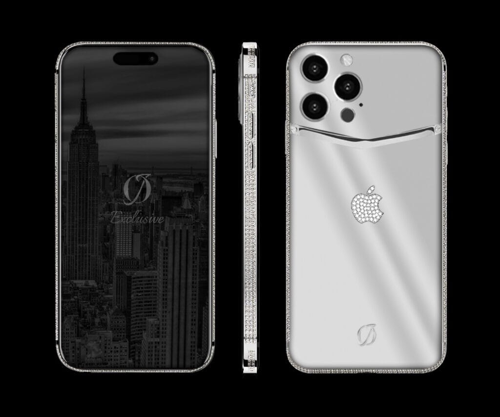silver iphone 14 pro max diamonds side