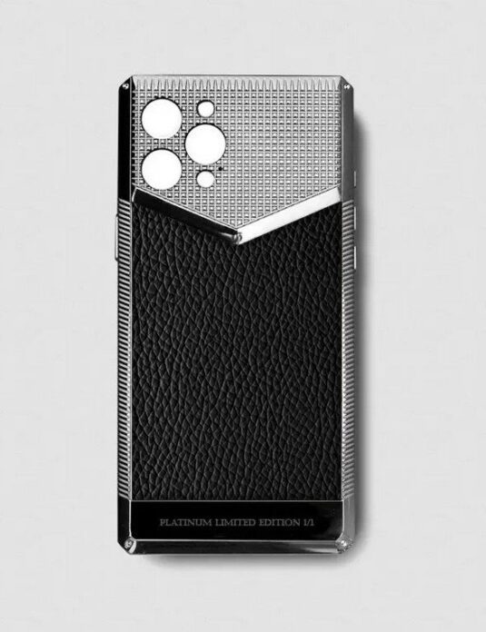 silver iphone case 14 pro max with black togo leather