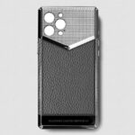 silver iphone case 14 pro max with grey togo leather