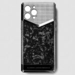 Funda de iPhone 14 Pro de plata con carbono forjado