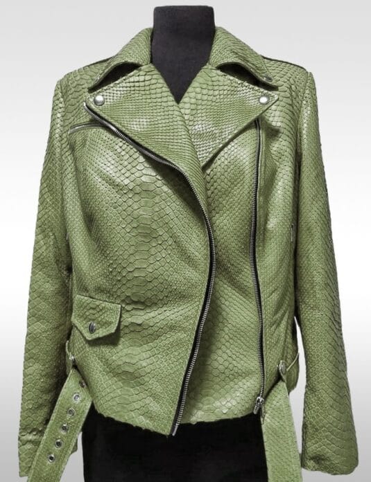 soft green python ladies jacket bomber oj exclusive