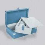 boîte de montre en cuir bleu clair togo 8 fentes ouverte jpg