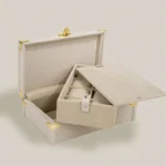 Uhrenbox aus weißem Togo-Leder mit 8 Fächern
