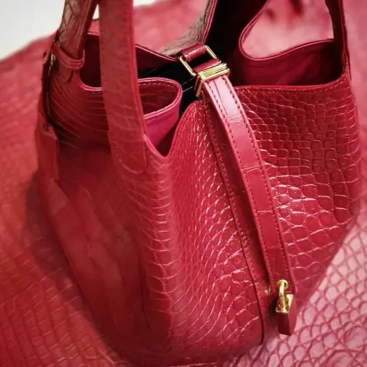 red crocodile tote bag