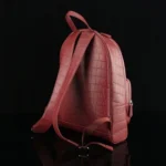Unisex genuine crocodile leather backpack wine red