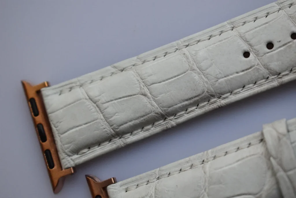 white crocodile apple watch band rose butterfly clasp1