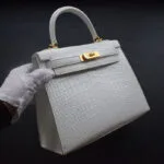 white crocodile kelly handbag