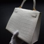 white crocodile kelly handbag back