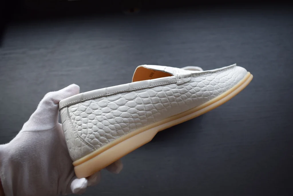 white crocodiles shoes summer walk side