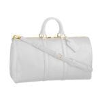 white leather duffle bag weekender