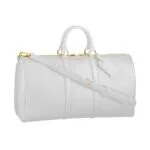 白色皮革旅行袋周末款