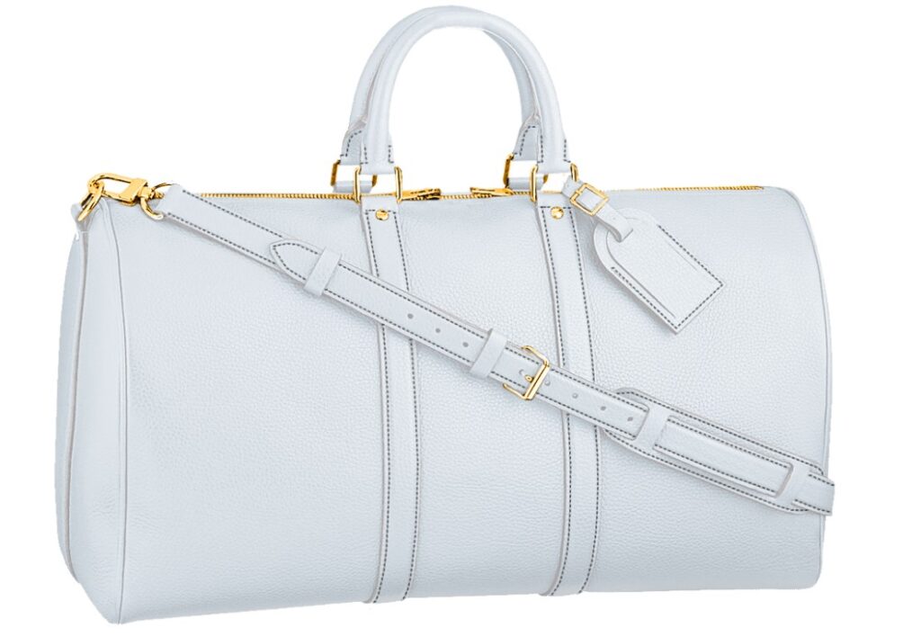 white leather duffle weekender bag lv design