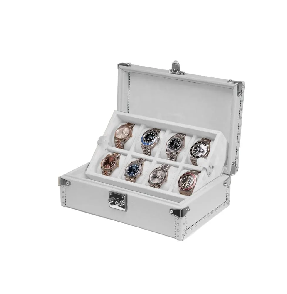 white leather watch box