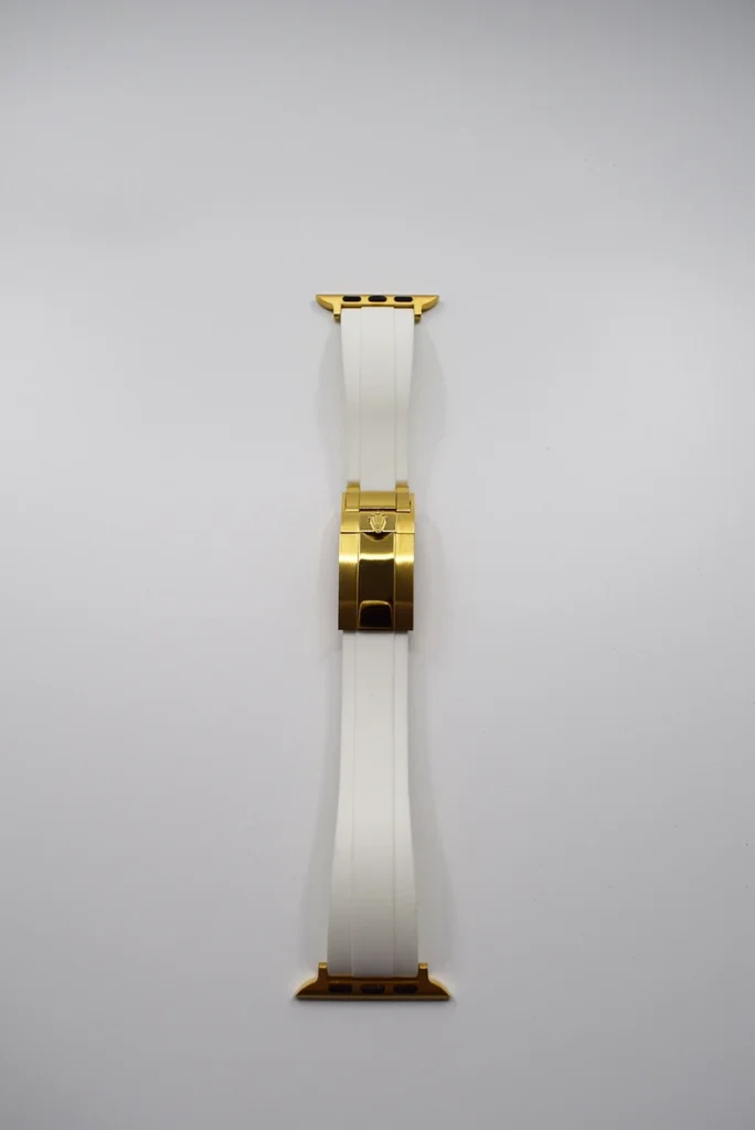 حزام ساعة أبل رولكس الأبيض مع ذهب أمامي