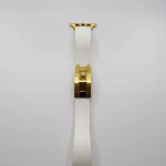 cinturino Apple Watch Rolex bianco con hardware dorato frontale
