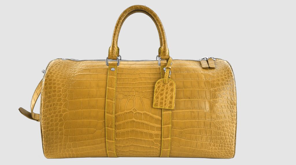 yellow crocodile duffle bag lv design