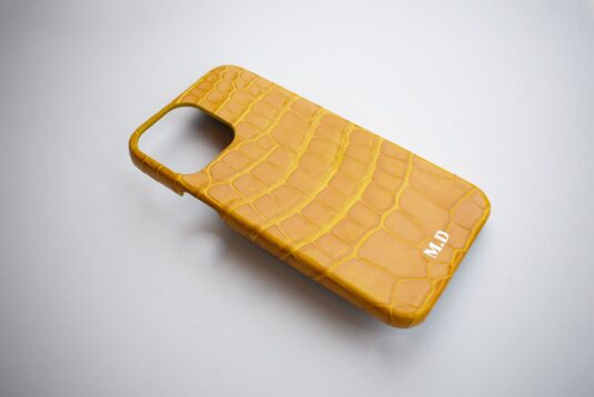 yellow crocodile iphone case 14 pro max personalised front