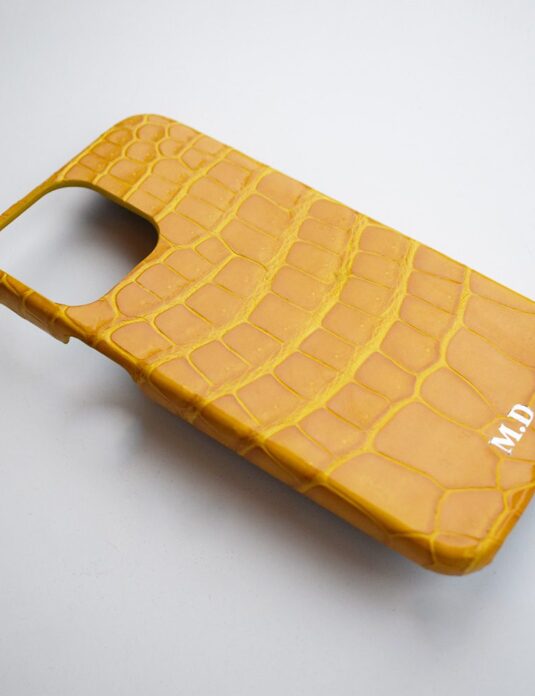 yellow crocodile iphone case 14 pro max personalised front