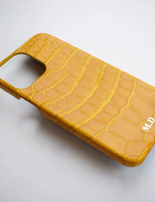 yellow crocodile iphone case 14 pro max personalised front