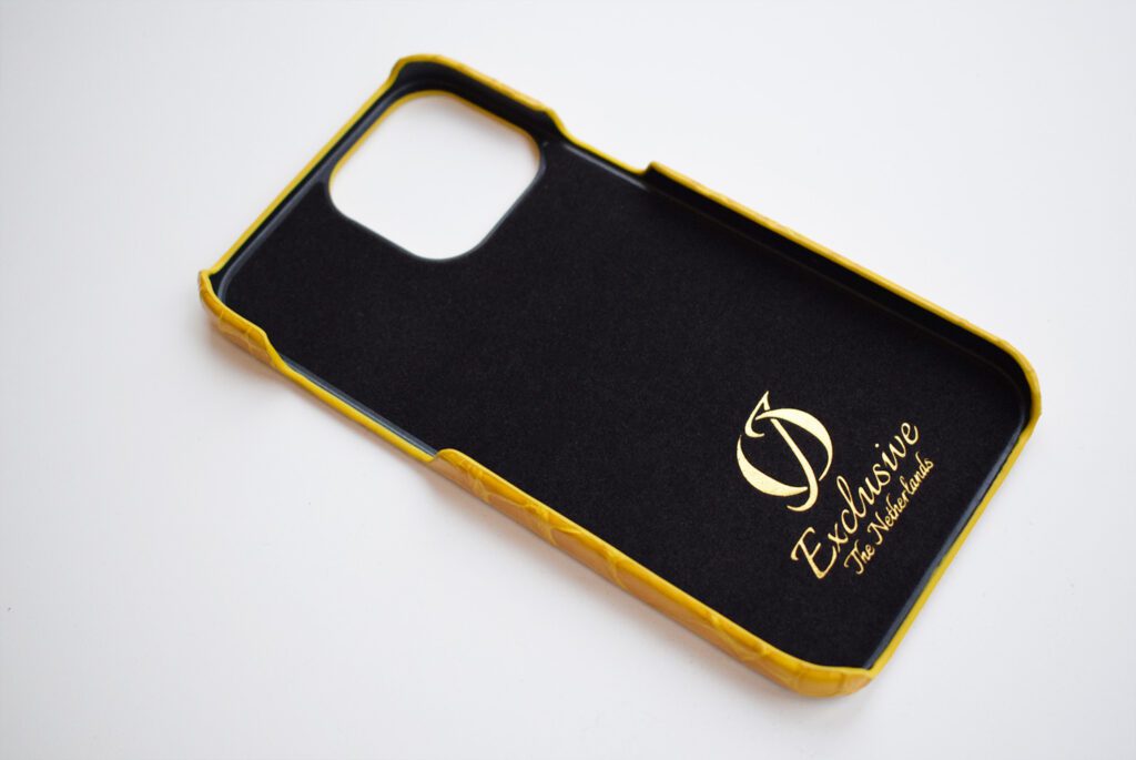 yellow crocodile iphone case 14 pro max personalised inside