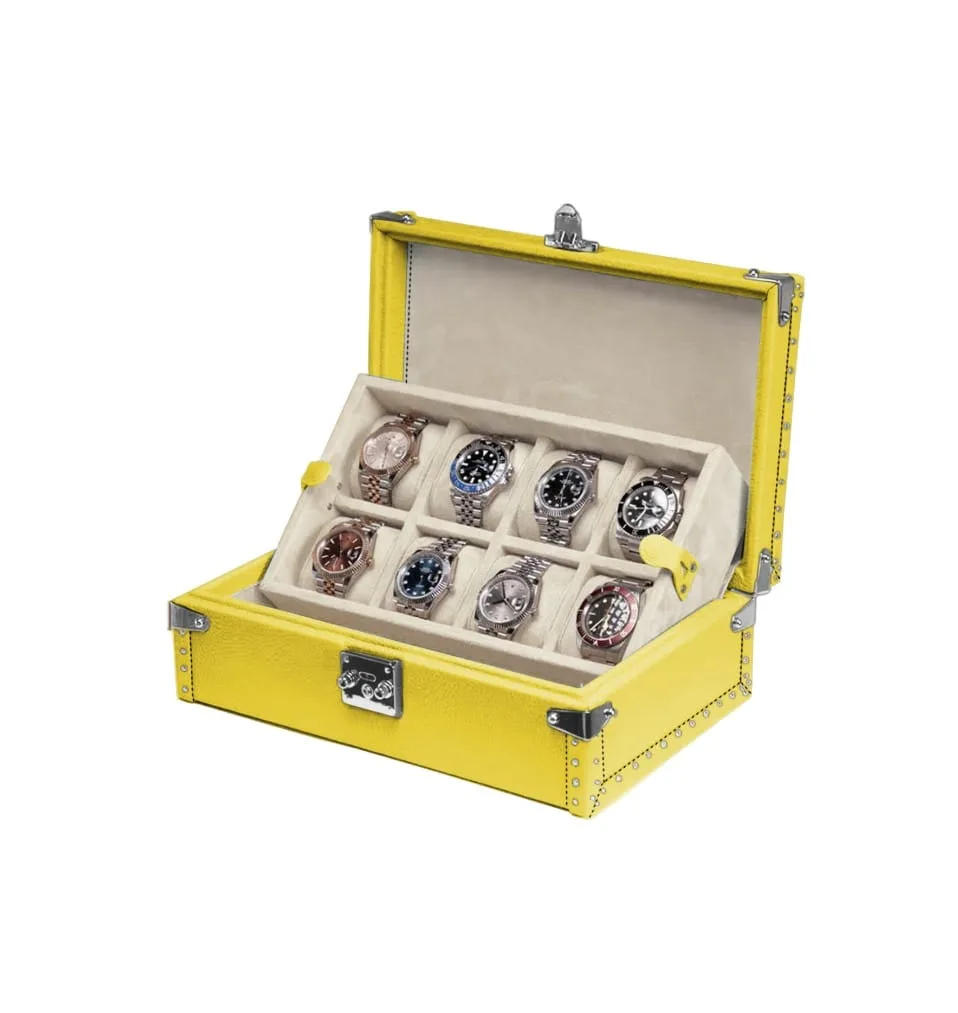 yellow leather watch box